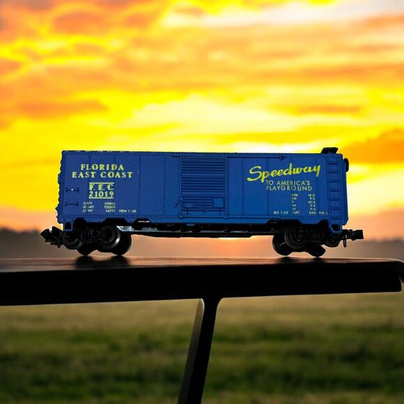 ATLAS NSCALE TRAIN CAR, FLORIDA EAST COAST SPEEDWAY BLUE BOX CAR. - Picture 1 of 9